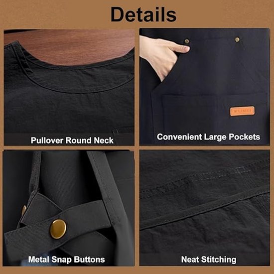 Apron - Vest-style apron - Baking and kitchen tools - Waterproof - Stain-resistant - Unisex - Black V1188-ZXY-131-827
