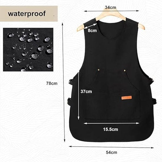 Apron - Vest-style apron - Baking and kitchen tools - Waterproof - Stain-resistant - Unisex - Black V1188-ZXY-131-827