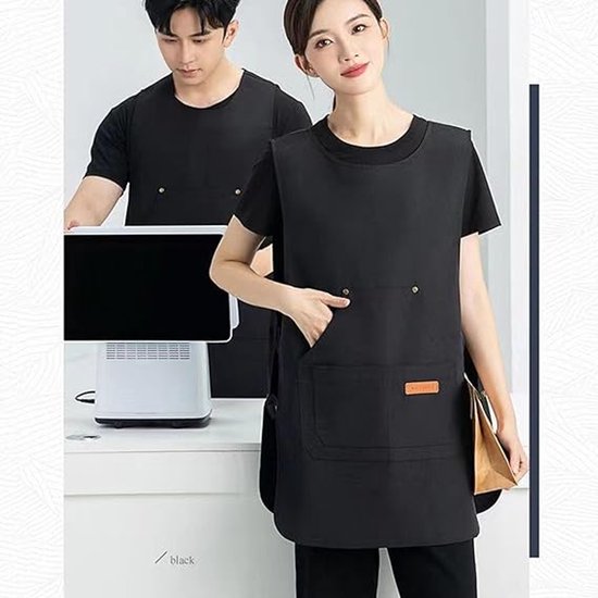 Apron - Vest-style apron - Baking and kitchen tools - Waterproof - Stain-resistant - Unisex - Black V1188-ZXY-131-827