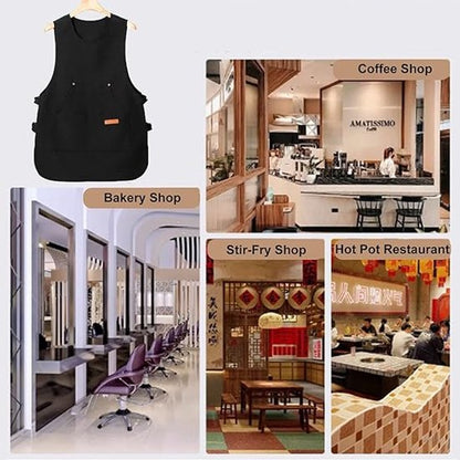 Apron - Vest-style apron - Baking and kitchen tools - Waterproof - Stain-resistant - Unisex - Black V1188-ZXY-131-827