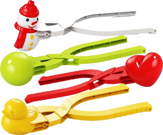 Snowball Maker for Kids | 4 Pieces - Ball/Heart/Duck/Snowman - Safe PP Material | Random Color V1188-ZXY-131-843