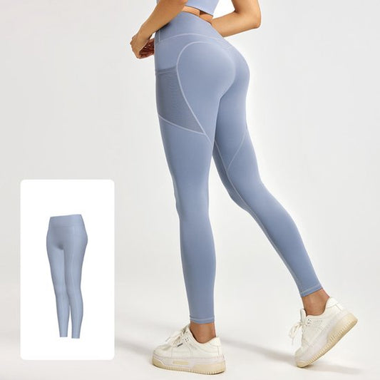Slim Fit Sports Pants - High Waist Yoga Pants with Side Pockets - Soft and Stretchy Blended Fabric, V1188-ZXY-131-846