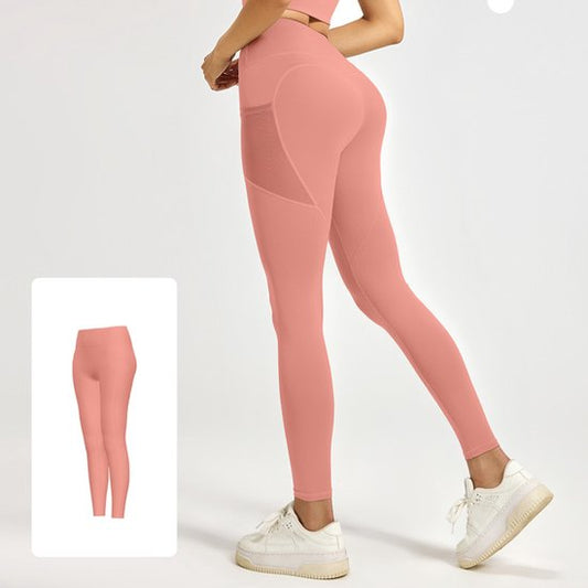 Slim Fit Sports Pants - High Waist Yoga Pants with Side Pockets - Soft and Stretchy Blended Fabric, V1188-ZXY-131-855