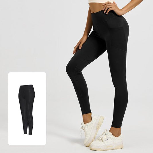 Slim Fit Sports Pants - High Waist Yoga Pants with Side Pockets - Soft and Stretchy Blended Fabric, V1188-ZXY-131-863