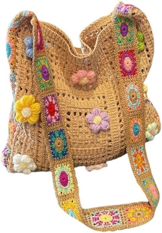 Women's shoulder bag - Embroidered bag - Handmade crocheted fabric bag - Colorful patterns - Perfect for V1188-ZXY-131-868