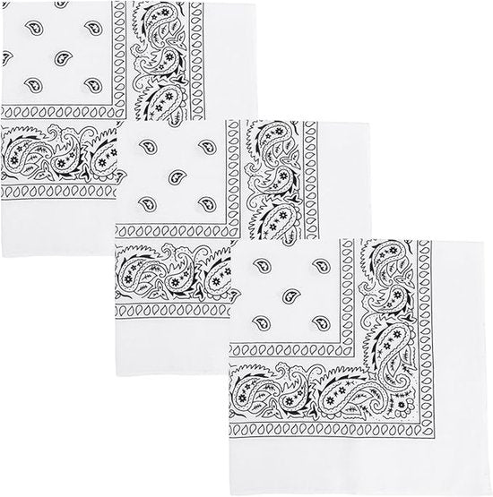 3-Piece Headscarf Set (Square) - Retro Black & White Pattern Headscarf Scarf for Daily Styling, Hairband & V1188-ZXY-131-869