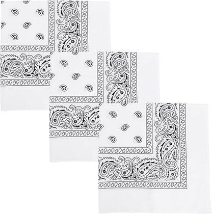 3-Piece Headscarf Set (Square) - Retro Black & White Pattern Headscarf Scarf for Daily Styling, Hairband & V1188-ZXY-131-869