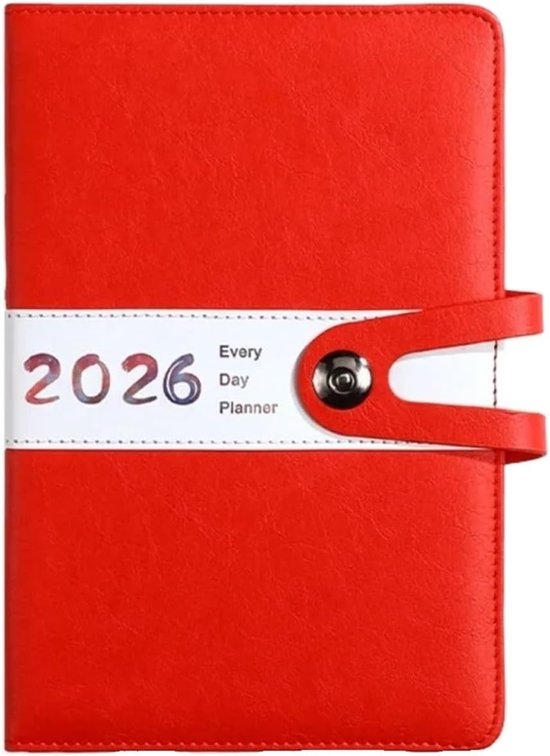 Agenda 2026 Adults - Planner - Journal - Organizer - Business - Texture - PU Material - A5 Format - Red V1188-ZXY-131-872