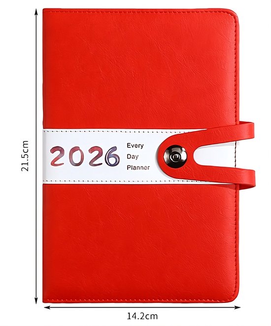 Agenda 2026 Adults - Planner - Journal - Organizer - Business - Texture - PU Material - A5 Format - Red V1188-ZXY-131-872