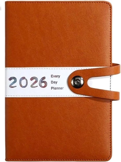Agenda 2026 adults - Planner - Journal - Organizer - Business - Texture - PU material - A5 format - Brown V1188-ZXY-131-873