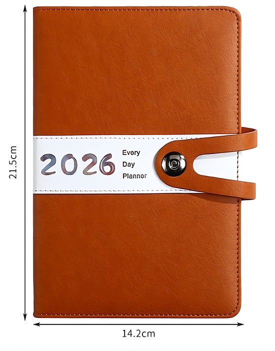 Agenda 2026 adults - Planner - Journal - Organizer - Business - Texture - PU material - A5 format - Brown V1188-ZXY-131-873