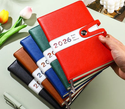 Agenda 2026 adults - Planner - Journal - Organizer - Business - Texture - PU material - A5 format - Brown V1188-ZXY-131-873