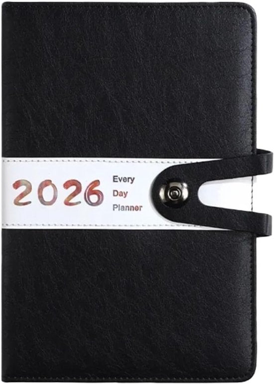 Agenda 2026 Adults - Planner - Journal - Organizer - Business - Texture - PU Material - A5 Format - Black V1188-ZXY-131-874