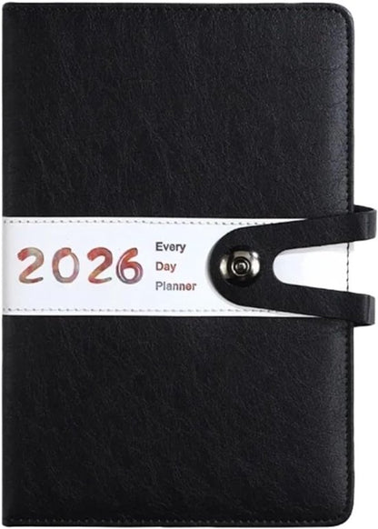 Agenda 2026 Adults - Planner - Journal - Organizer - Business - Texture - PU Material - A5 Format - Black V1188-ZXY-131-874
