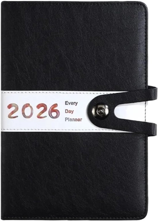 Agenda 2026 Adults - Planner - Journal - Organizer - Business - Texture - PU Material - A5 Format - Black V1188-ZXY-131-874