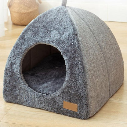 Tents Pet Bed - With Removable & Washable Cushion - Warm & Soft Fleece Fabric - For Cats & Small Dogs V1188-ZXY-131-889