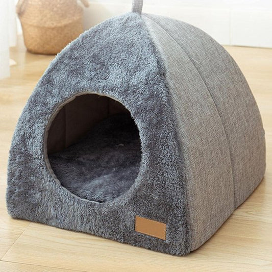Tents Pet Bed - With Removable & Washable Cushion - Warm & Soft Fleece Fabric - For Cats & Small Dogs V1188-ZXY-131-889