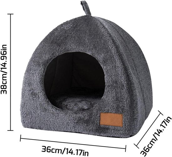 Tents Pet Bed - With Removable & Washable Cushion - Warm & Soft Fleece Fabric - For Cats & Small Dogs V1188-ZXY-131-889