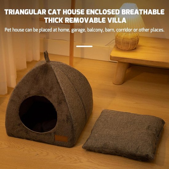Tents Pet Bed - With Removable & Washable Cushion - Warm & Soft Fleece Fabric - For Cats & Small Dogs V1188-ZXY-131-889