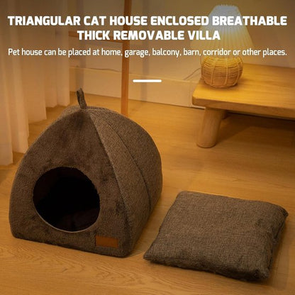 Tents Pet Bed - With Removable & Washable Cushion - Warm & Soft Fleece Fabric - For Cats & Small Dogs V1188-ZXY-131-889