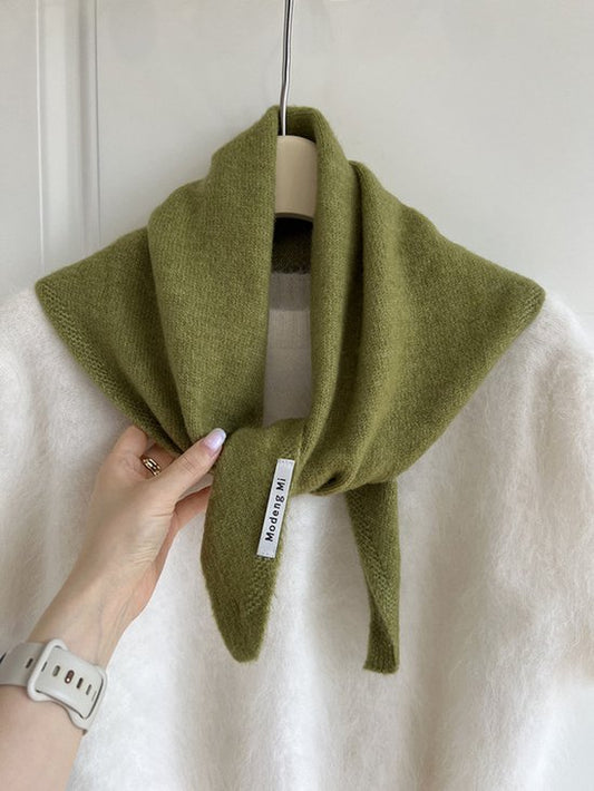Triangular Knitted Scarf - Soft Acrylic Fabric - As a Scarf, Shawl or Blanket - In Solid Colors - Green V1188-ZXY-131-890