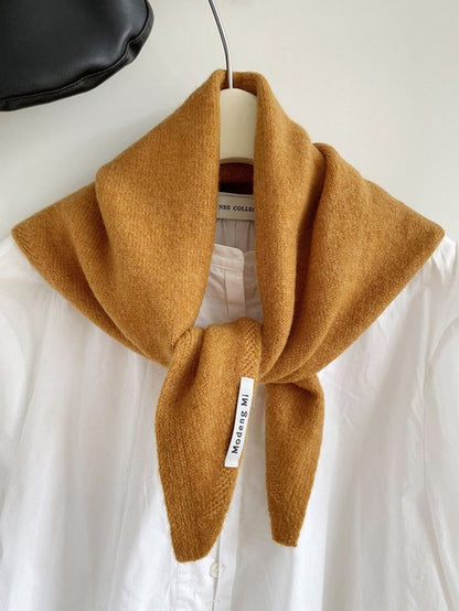 Triangular Knitted Scarf - Soft Acrylic Fabric - As a Scarf, Shawl or Blanket - In Solid Colors - Orange V1188-ZXY-131-892