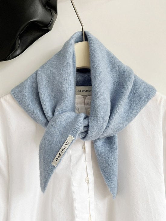 Triangular Knitted Scarf - Soft Acrylic Fabric - As a Scarf, Shawl or Blanket - In Solid Colors - Blue V1188-ZXY-131-893