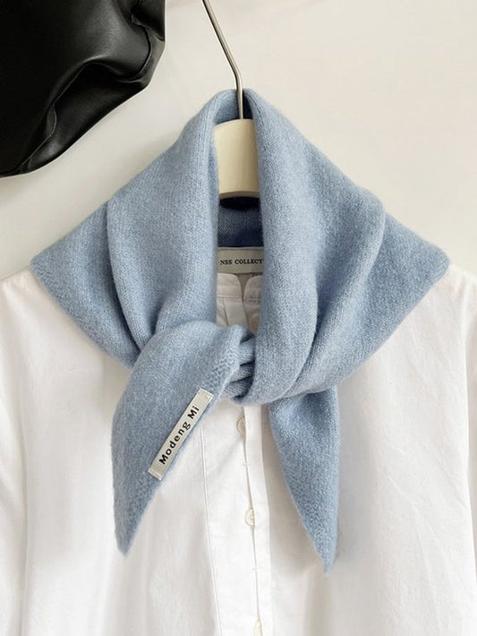Triangular Knitted Scarf - Soft Acrylic Fabric - As a Scarf, Shawl or Blanket - In Solid Colors - Blue V1188-ZXY-131-893