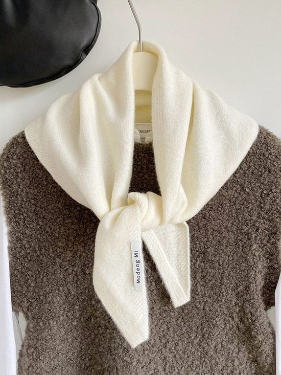 Triangular Knitted Scarf - Soft Acrylic Fabric - As a Scarf, Shawl or Blanket - In Solid Colors - White V1188-ZXY-131-894