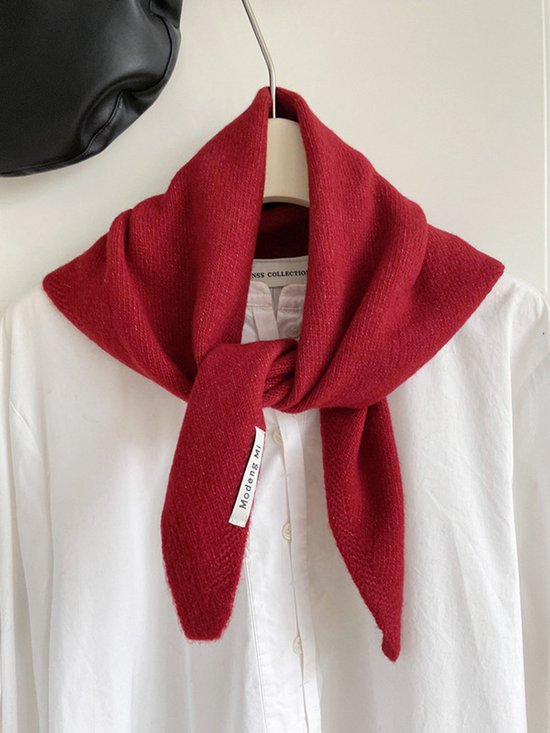 Triangular Knitted Scarf - Soft Acrylic Fabric - As a Scarf, Shawl or Blanket - In Solid Colors - Red V1188-ZXY-131-896