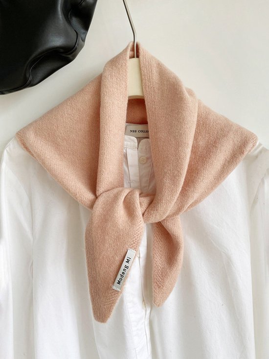 Triangular Knitted Scarf - Soft Acrylic Fabric - As a Scarf, Shawl or Blanket - In Solid Colors - Pink V1188-ZXY-131-899