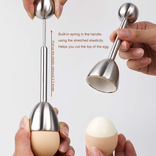 Egg Shell Cracker - Stainless Steel Manual Cutter for Perfect Cuts - Suitable for Soft- and Hard-Boiled Eggs V1188-ZXY-131-900