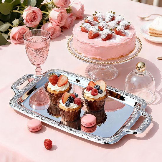 Tray - Stainless steel tray - Snack and fruit bowl for the desk - Rectangular storage tray - Suitable for V1188-ZXY-131-939