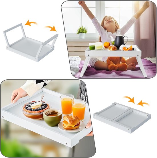 Folding table - Multifunctional folding table for home - Folding bamboo bedside table - Can be used as a V1188-ZXY-131-948