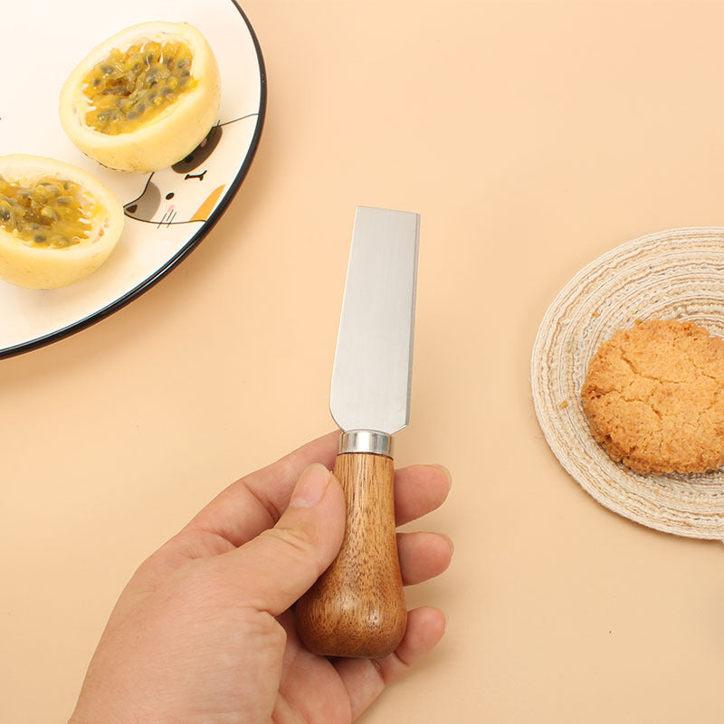 Cheese Knives Set - Portable for Picnic, 4.9 Inches with Wooden Handle, Silver, Set of 6 V1189-HB001CHJA00054