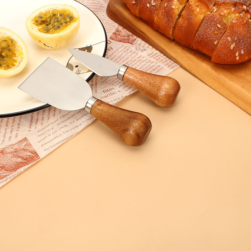 Cheese Knives Set - Portable for Picnic, 4.9 Inches with Wooden Handle, Silver, Set of 6 V1189-HB001CHJA00054