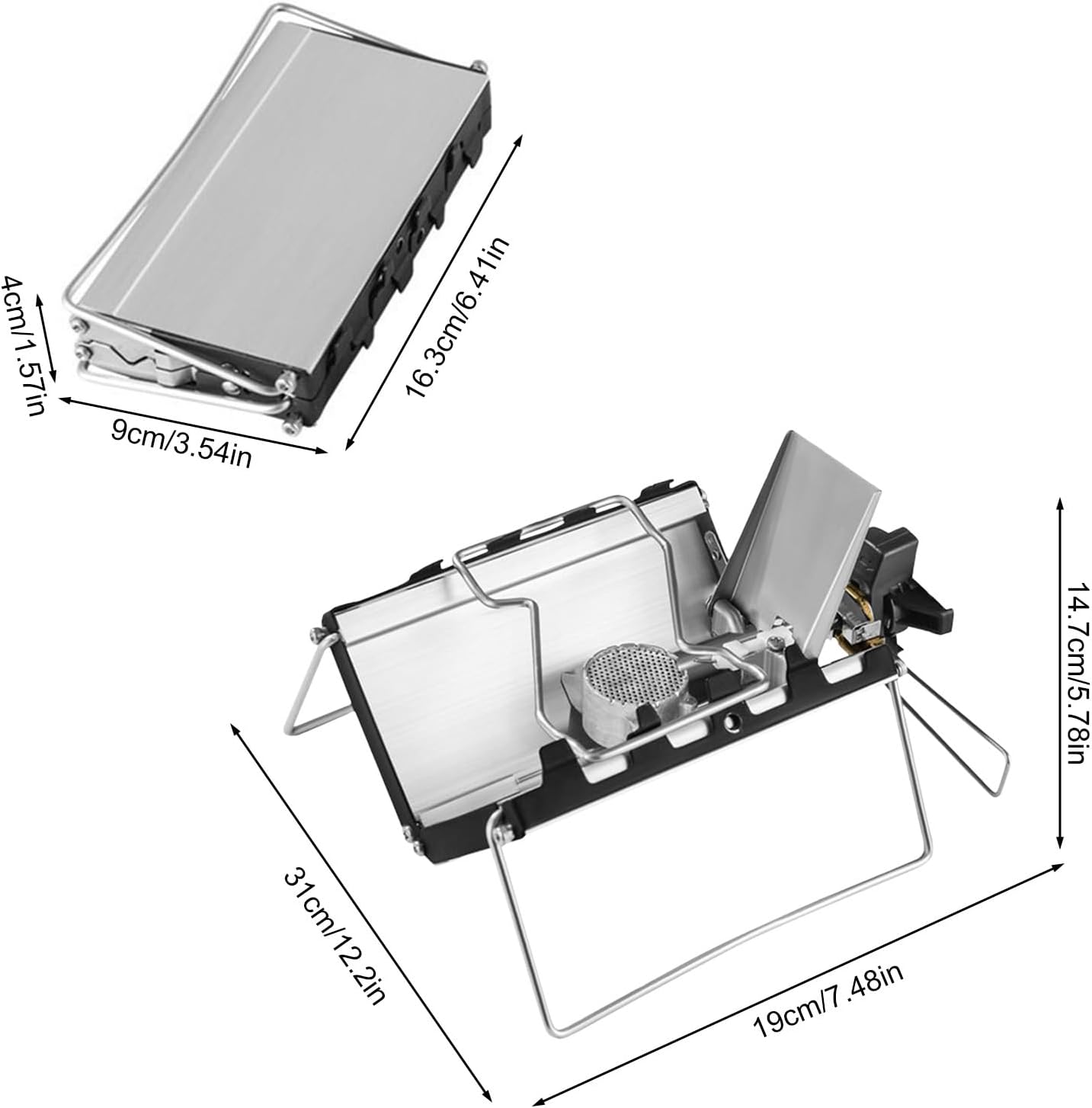 Camping stove - Portable and foldable - Camping cooking - 2600W - Three-sided windproof - Heat-resistant V1189-HB001CHJA00164