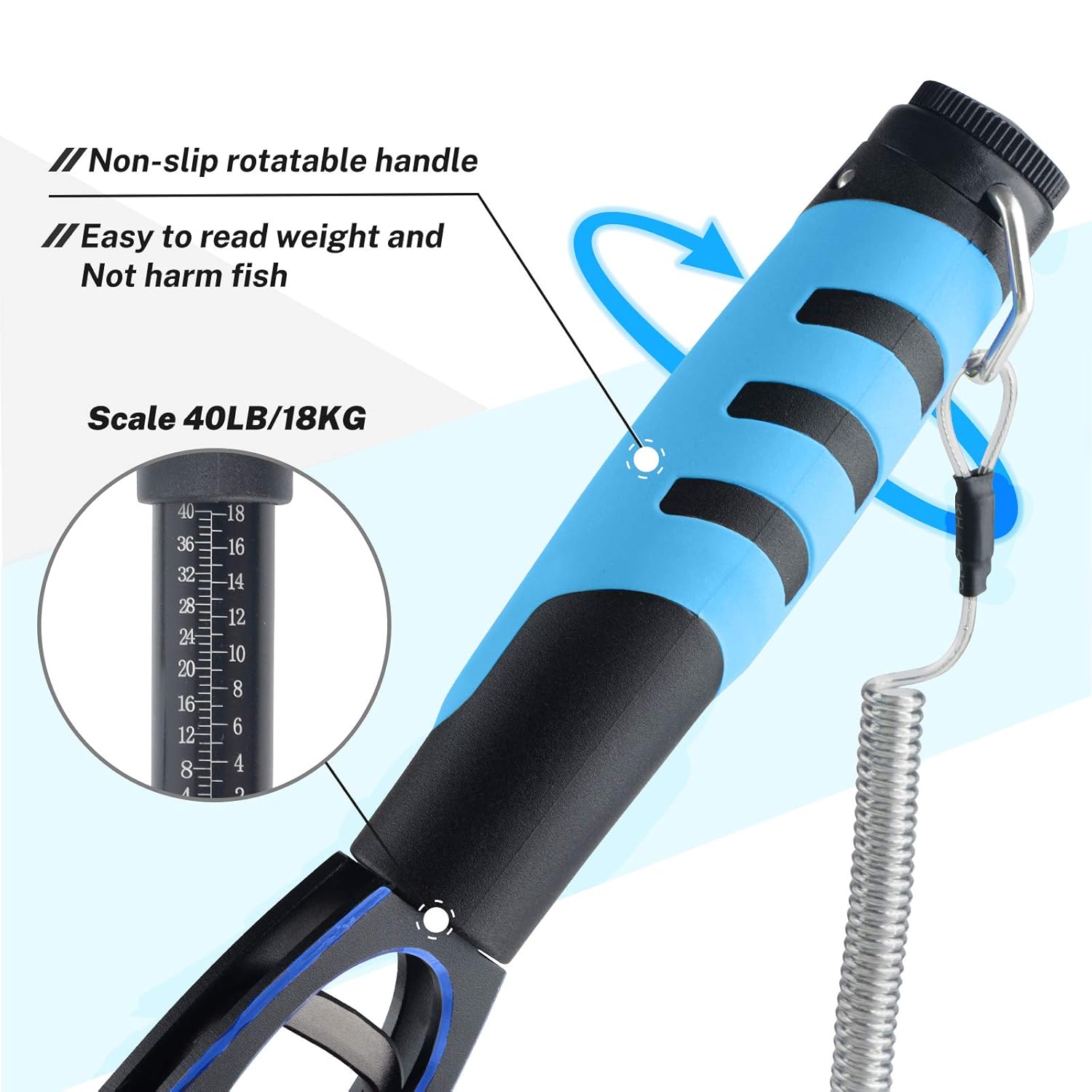Fish Grabber with Scale - Non-Slip Handle - One-Handed Use - 360 degrees Rotatable - Includes Wrist Strap V1189-HB001CHJA00165