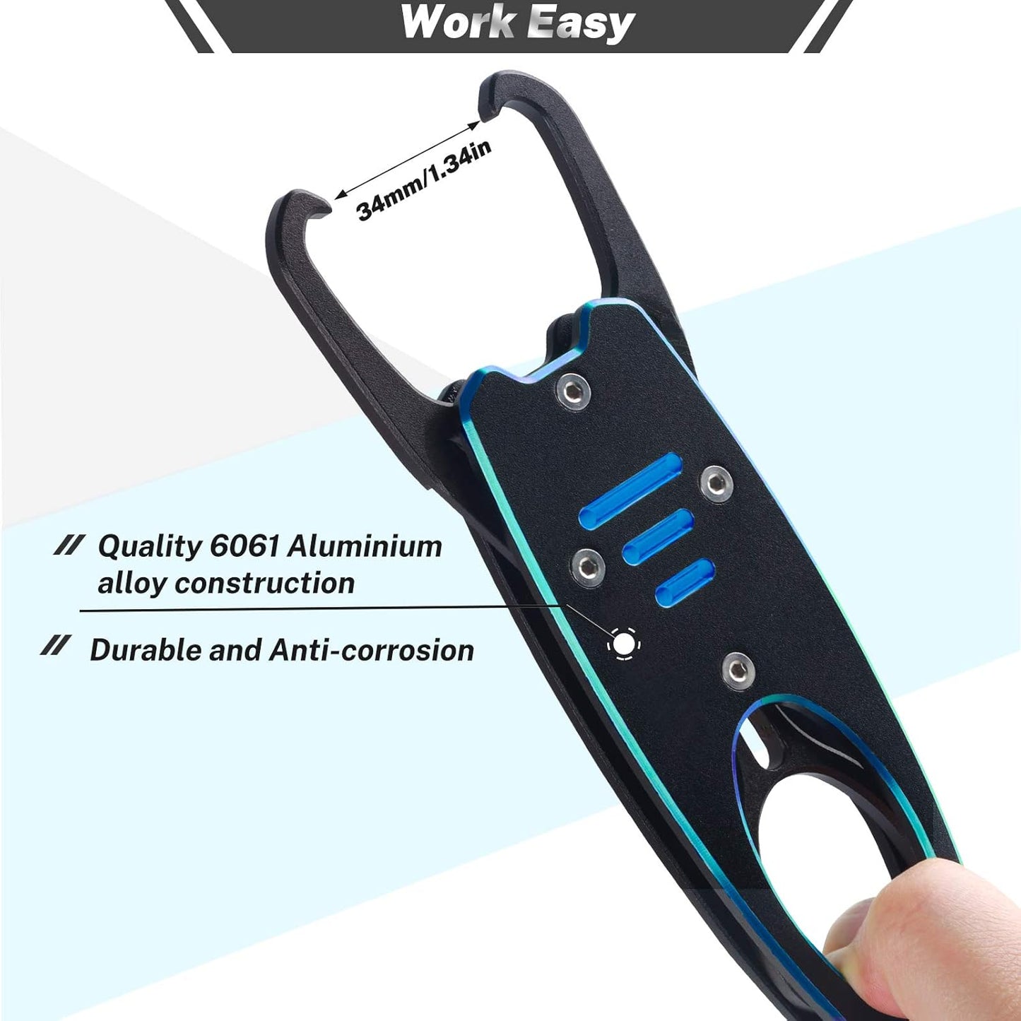 Fish Grabber with Scale - Non-Slip Handle - One-Handed Use - 360 degrees Rotatable - Includes Wrist Strap V1189-HB001CHJA00165