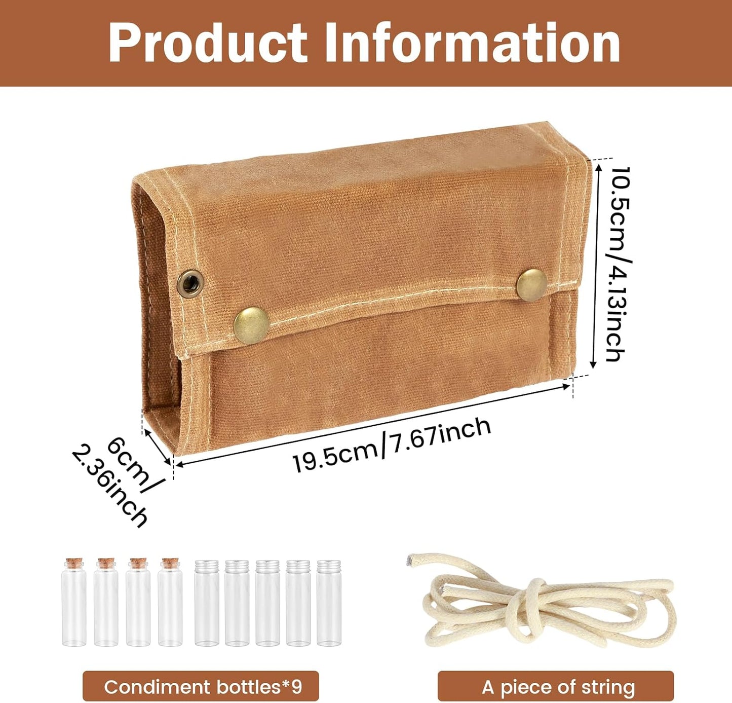 Camping Spice Set - Waterproof - 9 Spice Tins with Canvas Storage Bag and Hanging Hole V1189-HB001CHJA00166