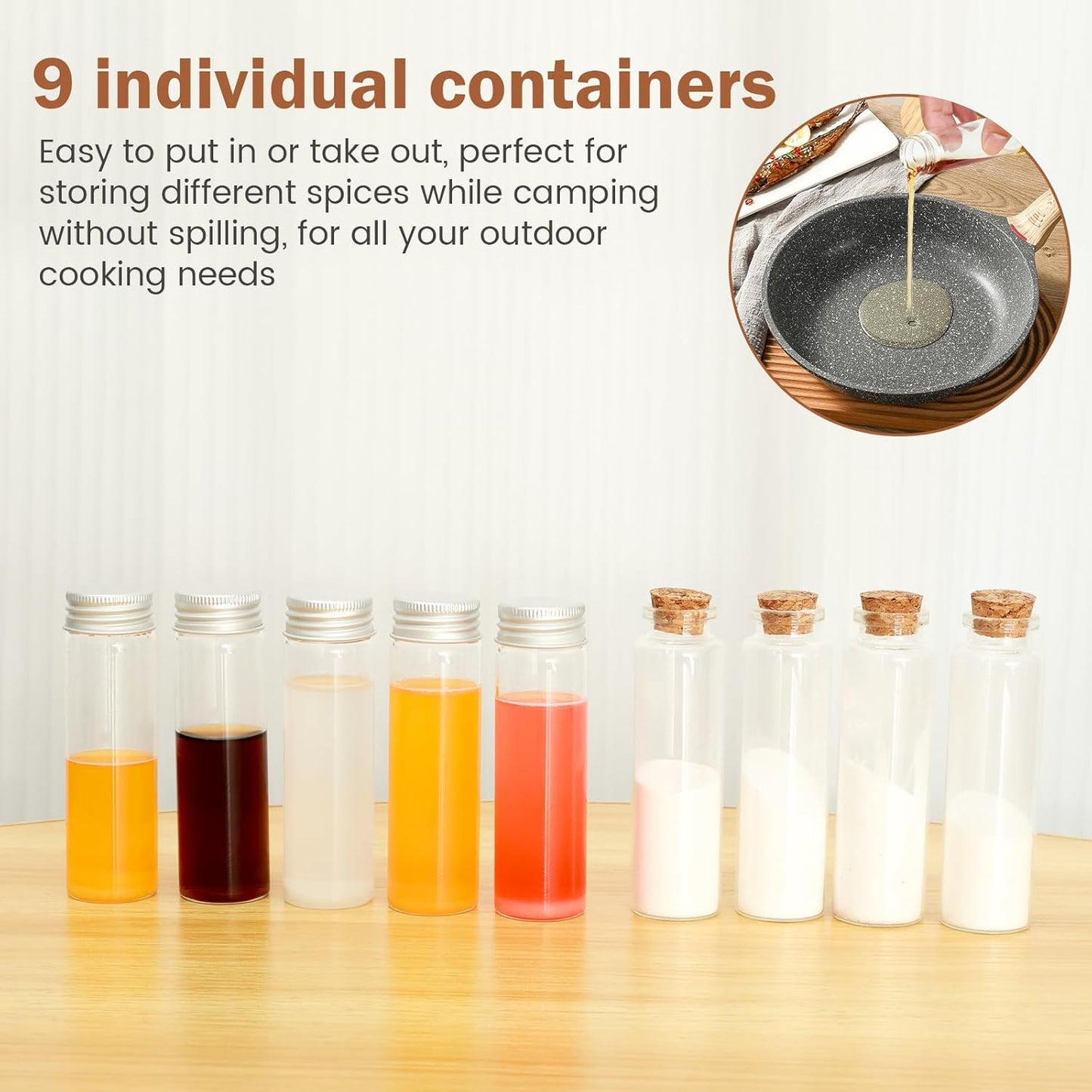 Camping Spice Set - Waterproof - 9 Spice Tins with Canvas Storage Bag and Hanging Hole V1189-HB001CHJA00166