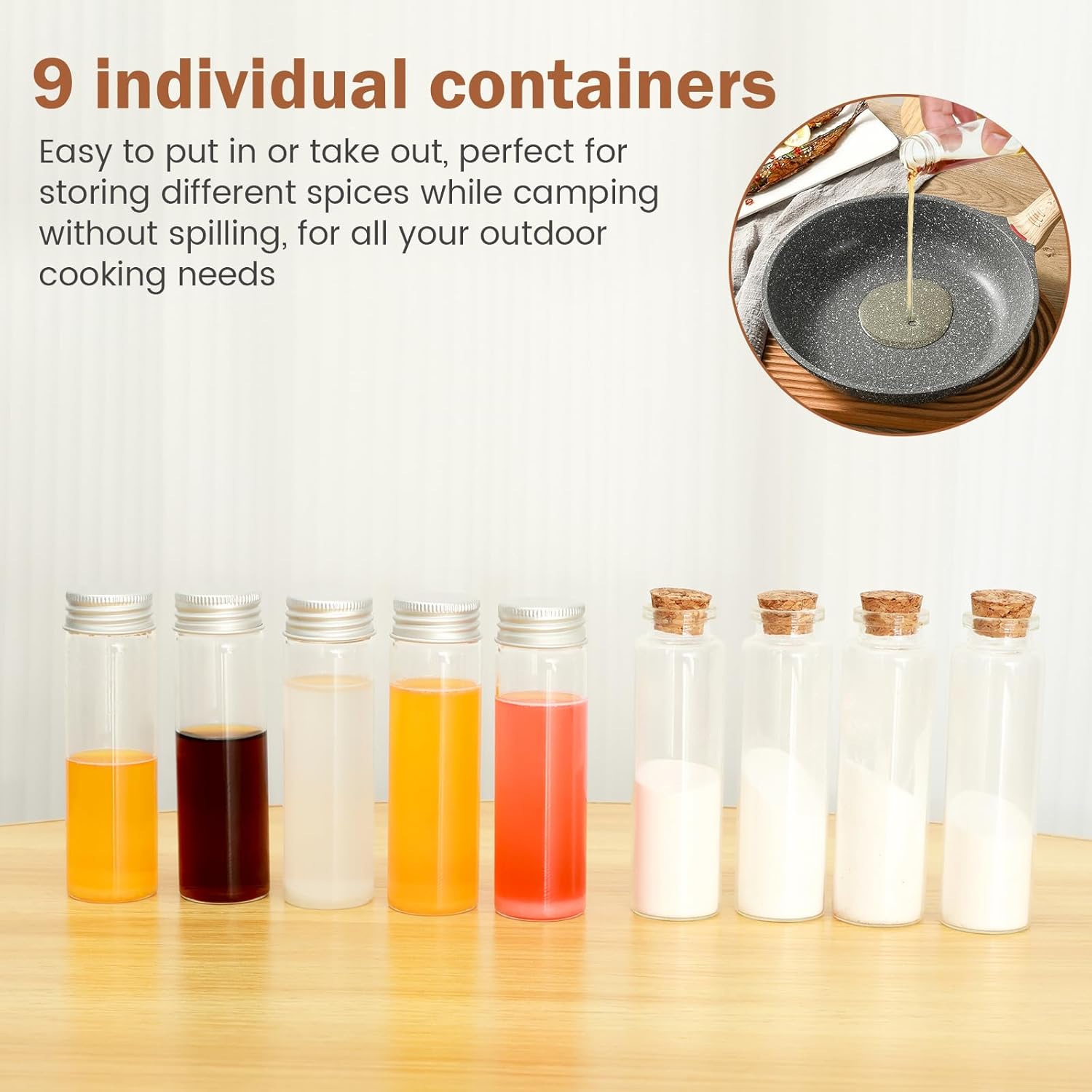 Camping Spice Set - Waterproof - 9 Spice Tins with Canvas Storage Bag and Hanging Hole V1189-HB001CHJA00166