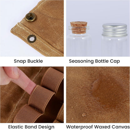 Camping Spice Set - Waterproof - 9 Spice Tins with Canvas Storage Bag and Hanging Hole V1189-HB001CHJA00166