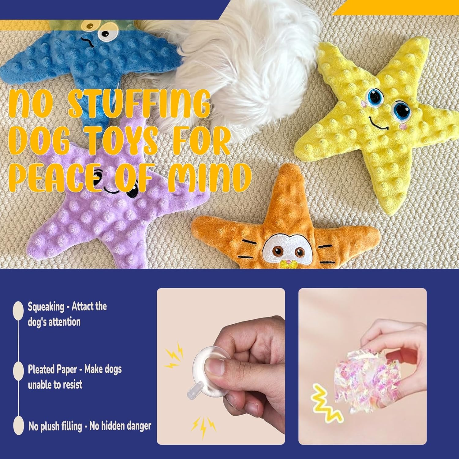 Unfilled dog toy - squeaky - small to medium dogs - 4 pcs V1189-HB001CYTR00002