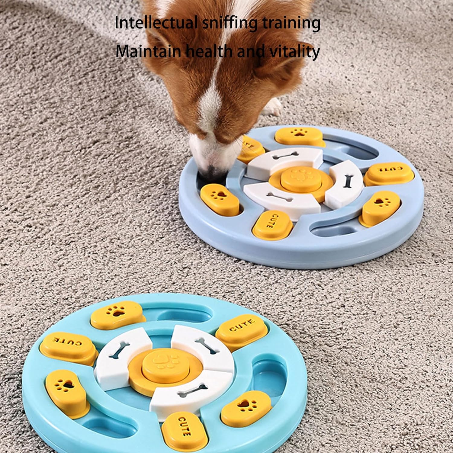Dog Toys - Educational Toys - Treat Dispenser - Blue - 1pc V1189-HB001CYTR00004