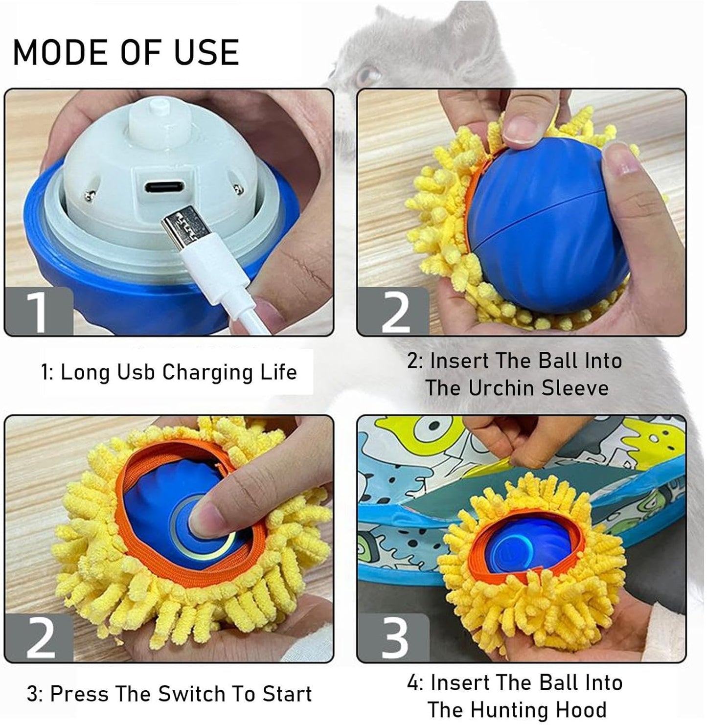 Play mat - Educational cat toy - USB automatic cat toy with three settings - 1 item V1189-HB001CYTR00007