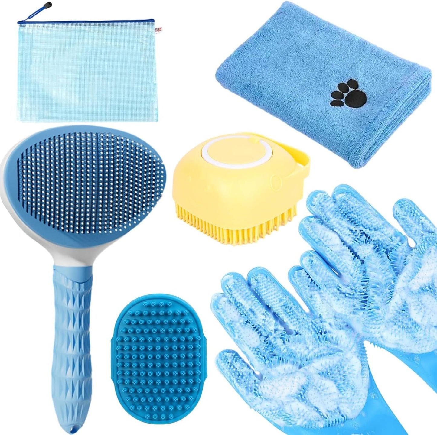 Bath Brush Set - Hair Care - Dog Supplies - 6 in 1 V1189-HB001CYTR00008