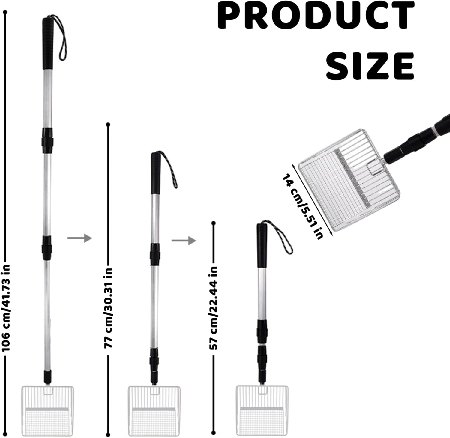 Cat Litter Scoop - Retractable - Metal - Portable - Multifunctional - 1st V1189-HB001CYTR00028
