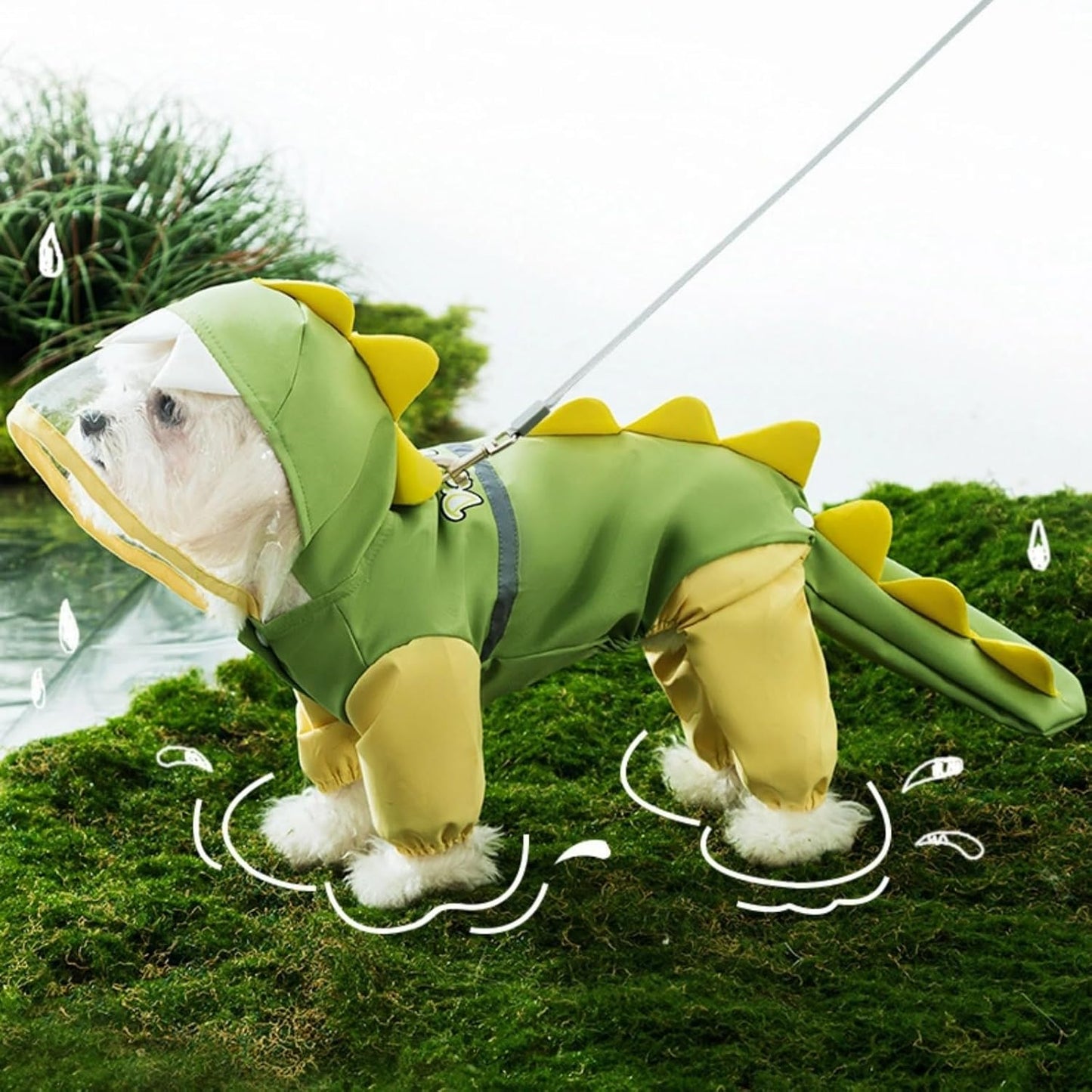 Pet Raincoat-With Belt-Reflective Strips-Green-XXL-1pc V1189-HB001CYTR00030