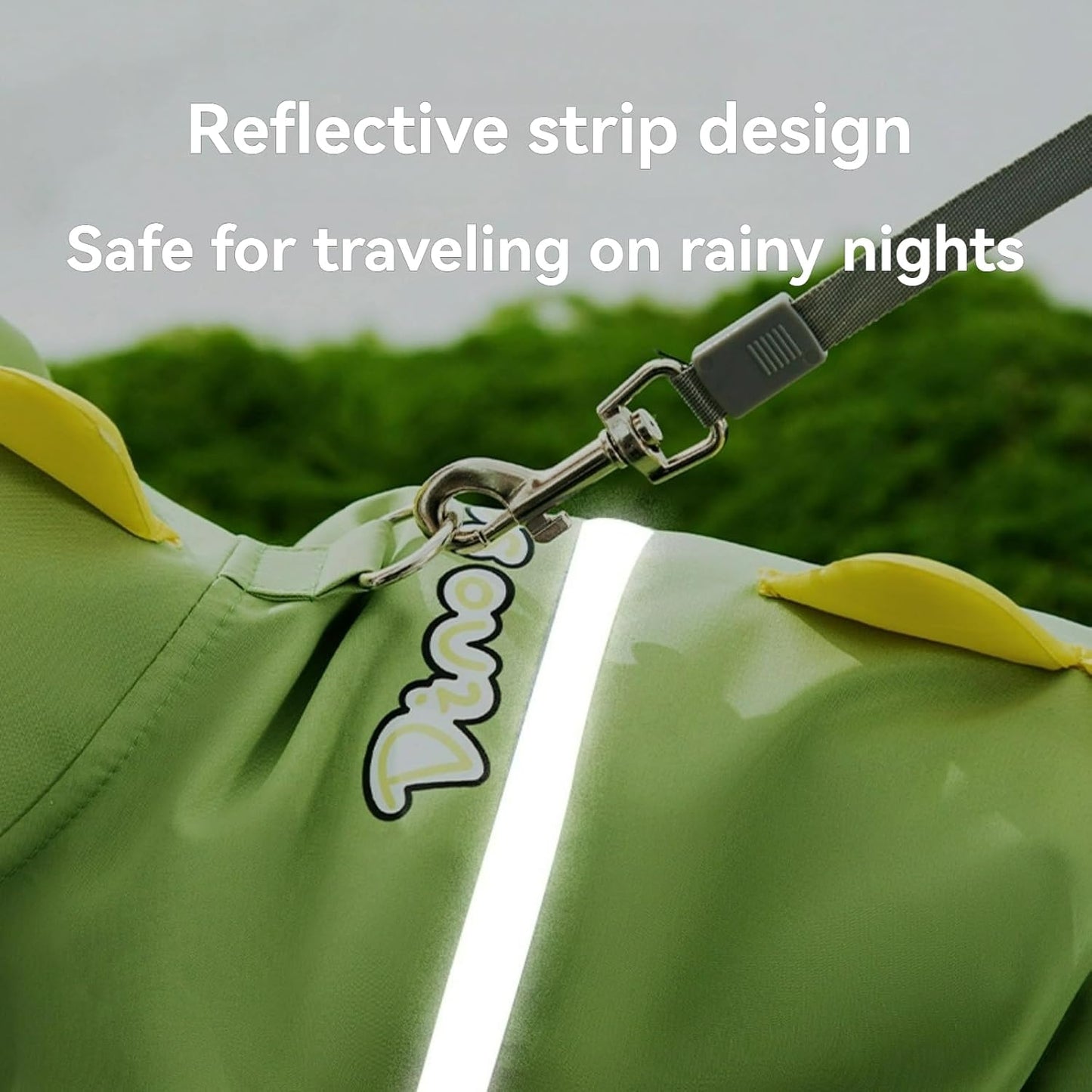 Pet Raincoat-With Belt-Reflective Strips-Green-XXL-1pc V1189-HB001CYTR00030